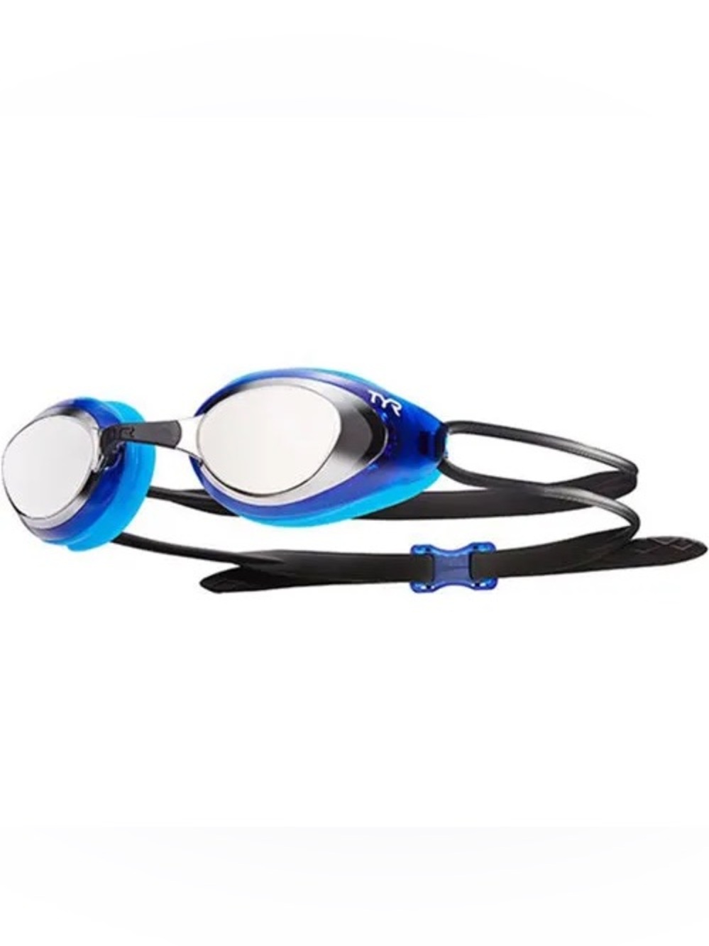 🆕 TYR Blackhawk Mirrored Adult Racing Goggles Silver/Blue W/5 Nosebridge Sizes